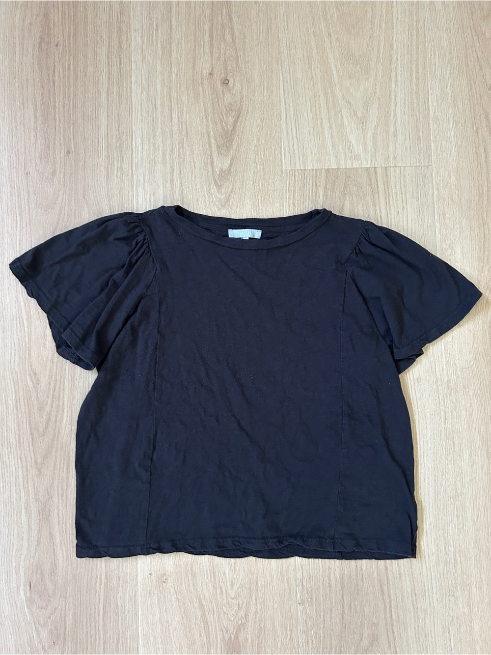 Black Puff Sleeve Women's Top Size L